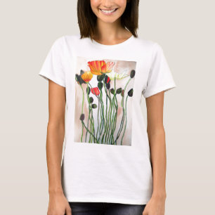 Orange Poppy Blume Aquarellkunst T-Shirt