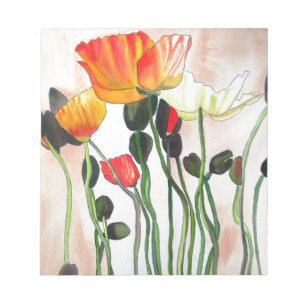 Orange Poppy Blume Aquarellmalerei Notizblock