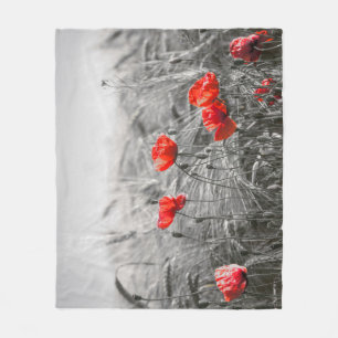Orange Poppy Blume Field Minimalistisch Fotografie Fleecedecke
