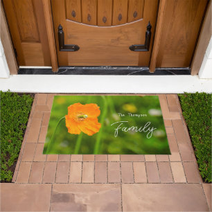 Orange Poppy-Blume für den Namen einer grünen benu Fußmatte