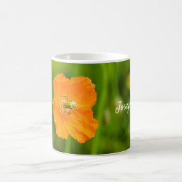 Orange Poppy Blume Natur Foto und Individuelle Nam Kaffeetasse