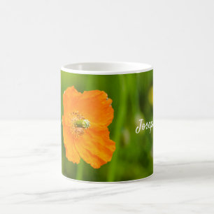 Orange Poppy Blume Natur Foto und Individuelle Nam Kaffeetasse