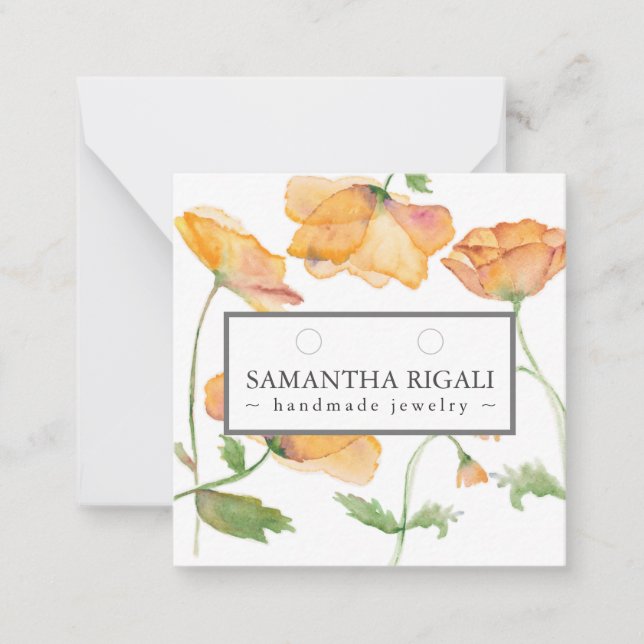 Orange Poppy Blume Necklace Orings Display Mitteilungskarte (Vorderseite)