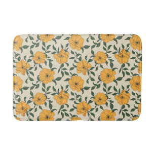 Orange Poppy Blume Pattern Badematte