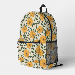 Orange Poppy Blume Pattern Bedruckter Rucksack