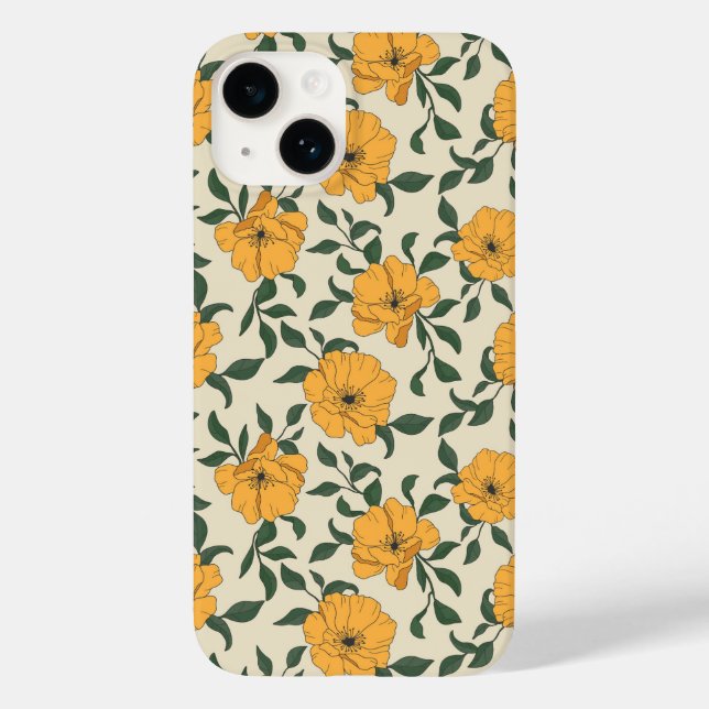 Orange Poppy Blume Pattern Case-Mate iPhone Hülle (Rückseite)