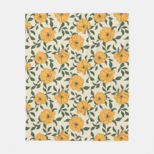 Orange Poppy Blume Pattern Fleecedecke