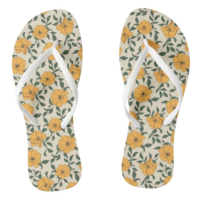 Orange Poppy Blume Pattern Flip Flops (Fußbett)