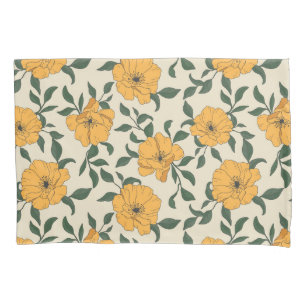 Orange Poppy Blume Pattern Kissenbezug