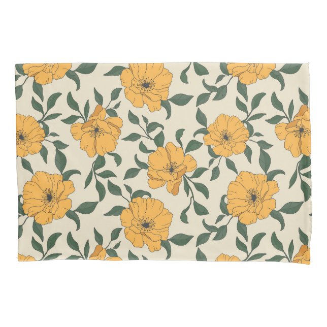Orange Poppy Blume Pattern Kissenbezug (Vorderseite)