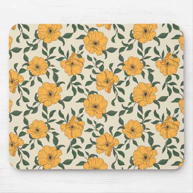 Orange Poppy Blume Pattern Mousepad (Vorne)