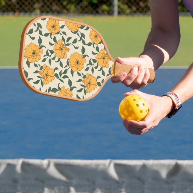 Orange Poppy Blume Pattern Pickleball Schläger (InSitu)
