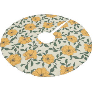 Orange Poppy Blume Pattern Polyester Weihnachtsbaumdecke