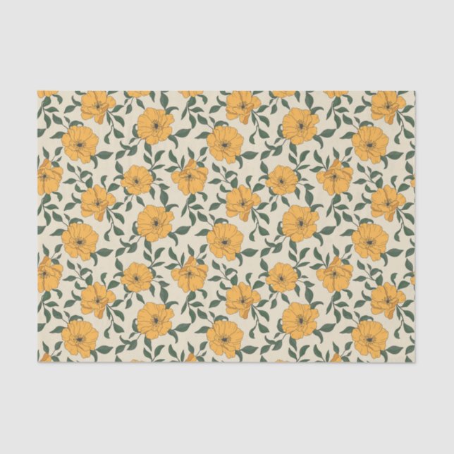 Orange Poppy Blume Pattern Seidenpapier (Vorderseite)