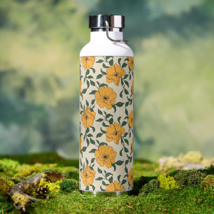 Orange Poppy Blume Pattern Trinkflasche