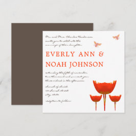 Orange Poppy & Bumble Bee Wedding Einladung