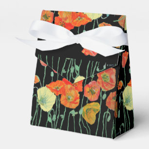 Orange Poppy Floral Wedding Cake Favor Box Geschenkschachtel