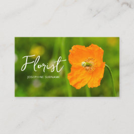 Orange Poppy Flower Summer Green Photo Florist Visitenkarte