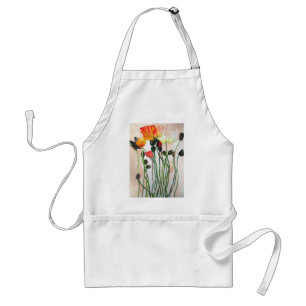 Orange Poppy flowers watercolor art Schürze