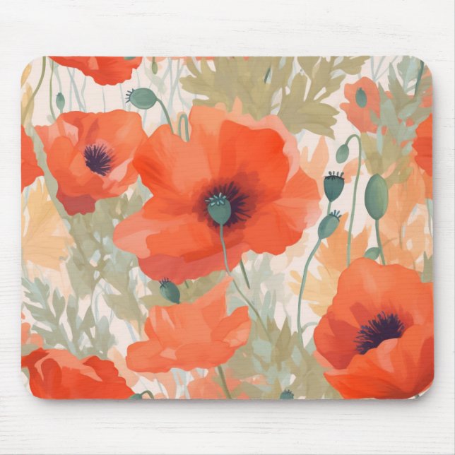 Orange Poppy Meadow Mousepad (Vorne)