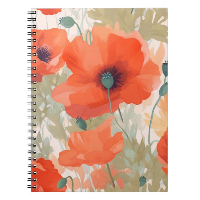 Orange Poppy Meadow Notizblock (Vorderseite)
