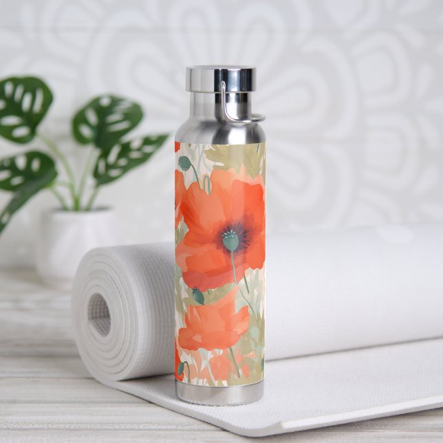 Orange Poppy Meadow Trinkflasche (Yoga)