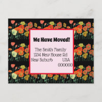 Orange Poppy neue Adresse Postkarte, wir bewegen u