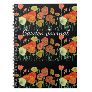 Orange Poppy Poppies Floral Garden Journal Book Notizblock