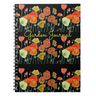 Orange Poppy Poppies Floral Garden Journal Book Notizblock