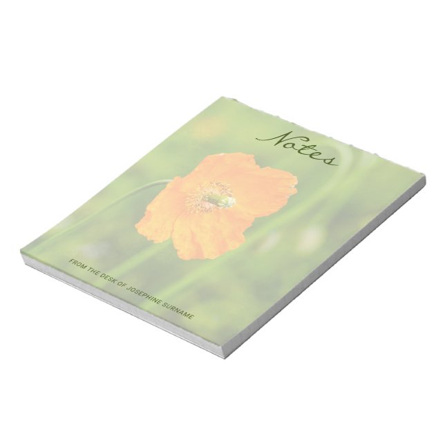 Orange Poppy Real Nature Blume Foto Individuelle N Notizblock (Rotiert)