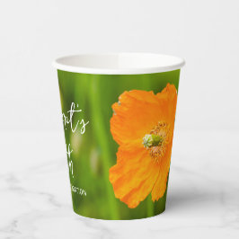 Orange Poppy Summer Flower On Green 50th Birthday Pappbecher