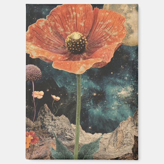 Orange Poppy Under Moonlight Magnet (Vorderseite)
