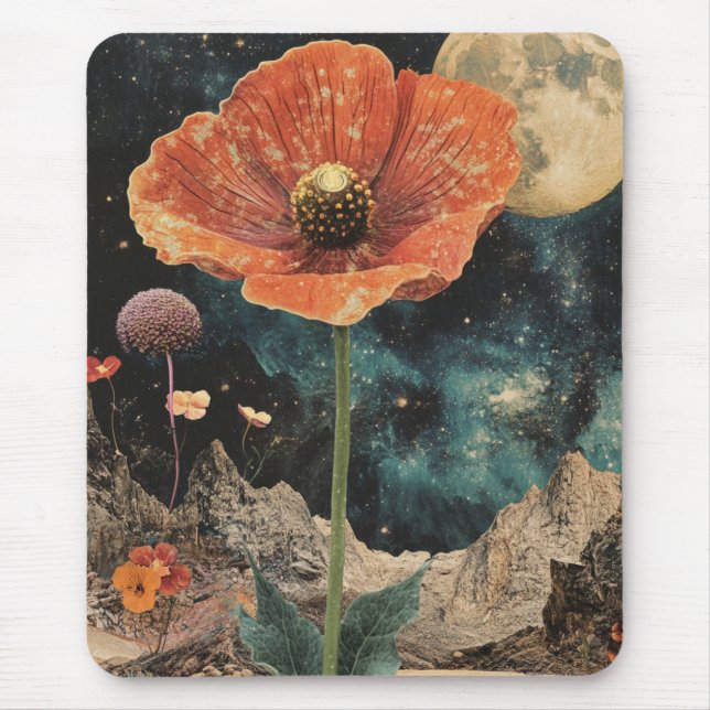 Orange Poppy Under Moonlight Mousepad (Vorne)