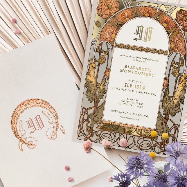 Orange Poppy Vintage Birthday Invite Folieneinladung (Von Creator hochgeladen)