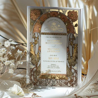 Orange Poppy Wedding Foil Art Nouveau Mucha