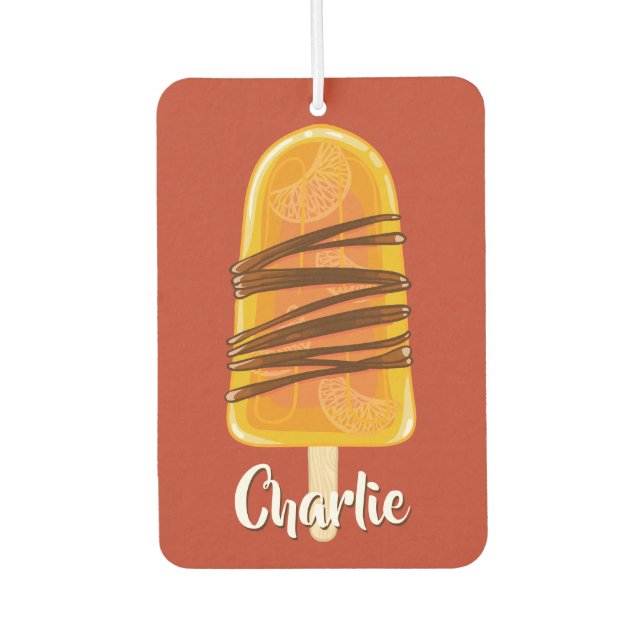 Orange Popsicle individuelle Name Lufterfrischer (Vorderseite)