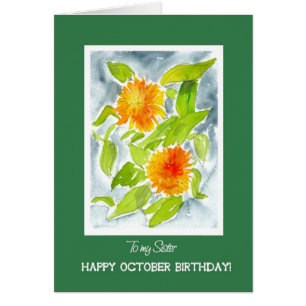 Orange Pot Marigolds Schwester Oktober Geburtstag