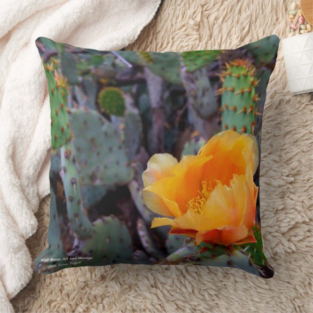 Orange Prickly Pear Cactus Blume Blossom Kissen (Decke)