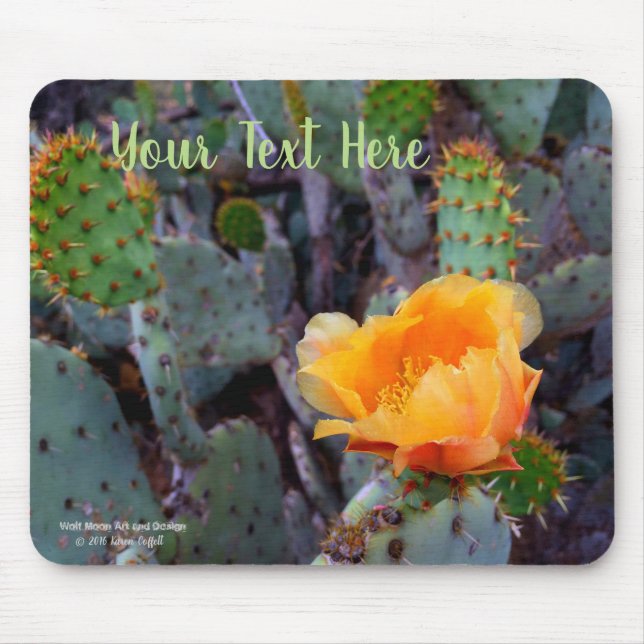 Orange Prickly Pear Cactus Blume Blossom Mousepad (Vorne)
