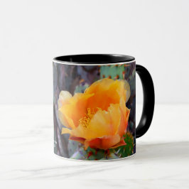 Orange Prickly Pear Cactus Blume Blossom Tasse