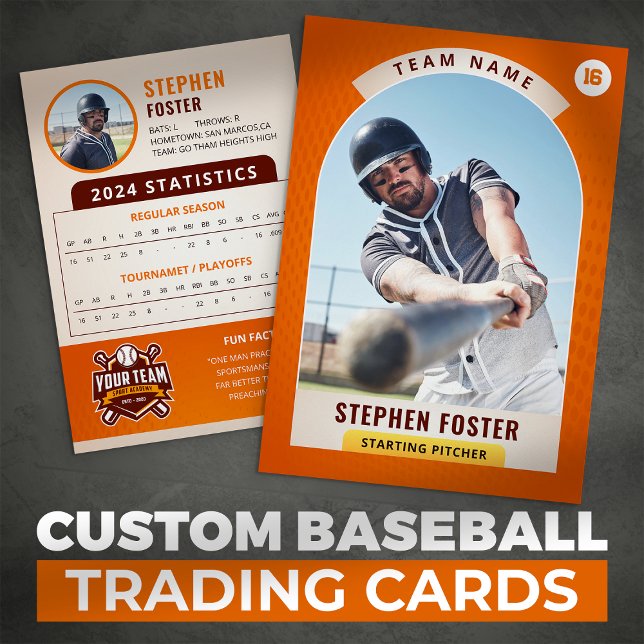 Orange Pro Baseball Trading Card Player Foto Telefonnummerkarte (Von Creator hochgeladen)