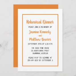 Orange Probe Abendessen Hochzeit im Herbst Minimal Einladung