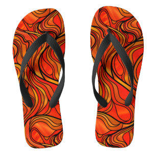 Orange Psychedelic, gestanztes Glas Abstrakt Flip Flops