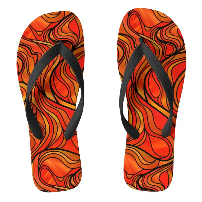 Orange Psychedelic, gestanztes Glas Abstrakt Flip Flops (Fußbett)