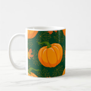 Orange Pumpkin Autumn Leaves Muster Kaffeetasse