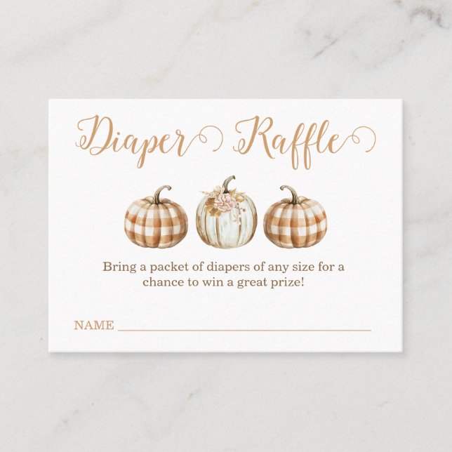 Orange Pumpkin Baby Shower Diaper Raffle Insert Visitenkarte (Vorderseite)