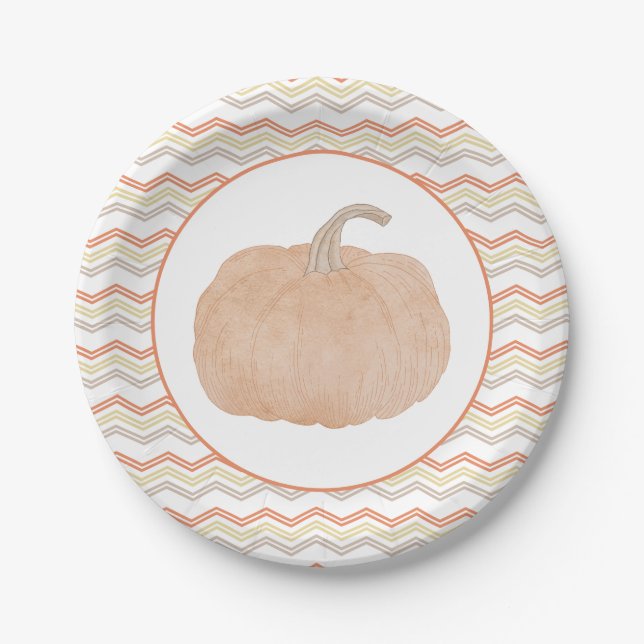 Orange Pumpkin Baby Shower Party Plate Pappteller (Vorderseite)