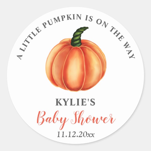 Orange Pumpkin | Babydusche Runder Aufkleber (Vorderseite)