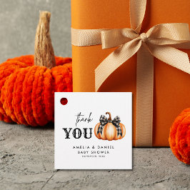 Orange Pumpkin Black Bow Girl Baby Dusche Geschenkanhänger