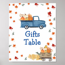 Orange Pumpkin Blue Vintag LKW-Geschenke Tafelzeic Poster